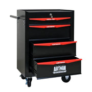 Rolling Metal Tool Chest With 4 Drawers, 20 4-Drawer Tool Chest Cabinet With Ball Bearing Drawer Slides, Steel Tool Storage Box Organizer -BLACK RED